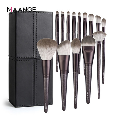 MAANGE 7/12/14PCS Set kistova za šminkanje s držačem Puder za lice Veliki puder u prahu Rumenilo Sjenilo Korektor Beauty Make up Tools