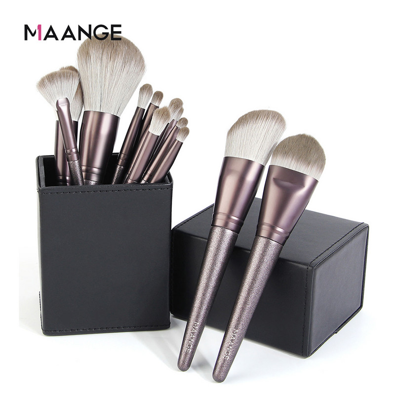 MAANGE 7/12/14PCS Set kistova za šminkanje s držačem Puder za lice Veliki puder u prahu Rumenilo Sjenilo Korektor Beauty Make up Tools