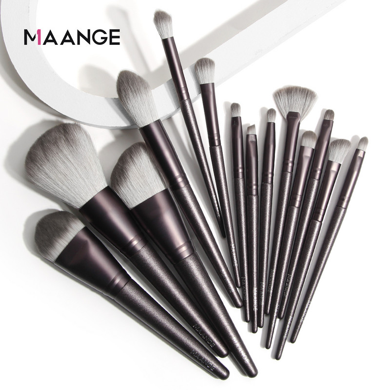 MAANGE 7/12/14PCS Set kistova za šminkanje s držačem Puder za lice Veliki puder u prahu Rumenilo Sjenilo Korektor Beauty Make up Tools