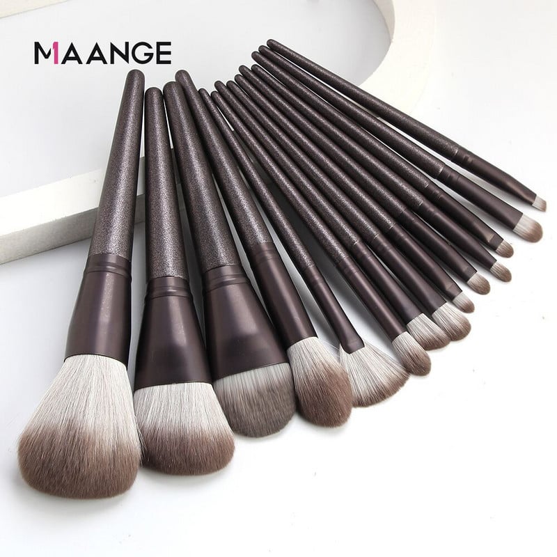 MAANGE 7/12/14PCS Set kistova za šminkanje s držačem Puder za lice Veliki puder u prahu Rumenilo Sjenilo Korektor Beauty Make up Tools