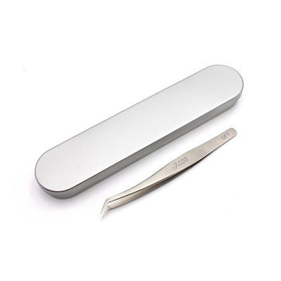 1kom kutija od bijelog lima Pinceta za sadnju trepavica Antistatička pristupačna pinceta za stvaranje volumena trepavica