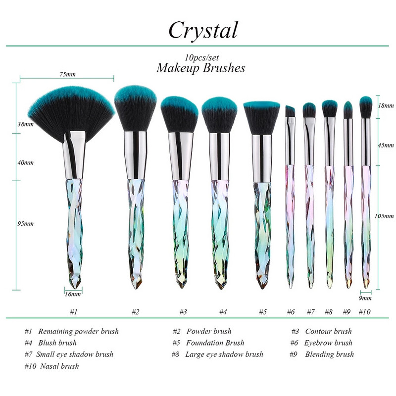 FLD Diamond Fan Sminkecsetek Púder Alapozó Szemhéjpúder Szemöldök Arc Kozmetika Sminkecsetkészlet Brochas Maquillajes