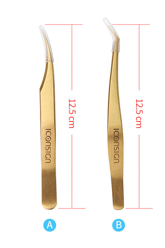 Pensetă aurie antistatică de ultra precizie pentru extensii profesionale de gene Pensetă de machiaj din oțel inoxidabil