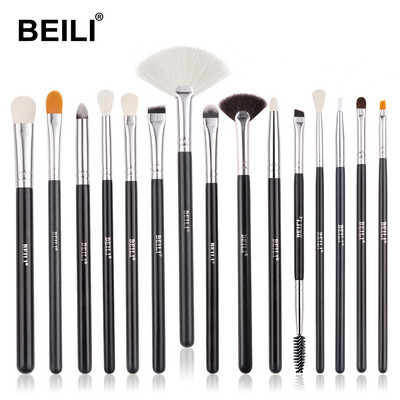 Set de pensule de machiaj BEILI 15 buc. Instrumente de machiaj profesionale Fard de pleoape Blending Eyeliner Set de pensule de machiaj pentru ochi