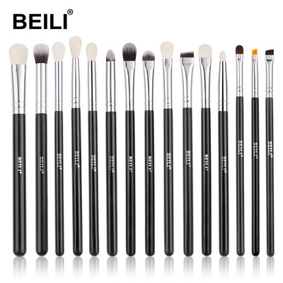 Set de pensule de machiaj BEILI 15 buc. Instrumente de machiaj profesionale Fard de pleoape Blending Eyeliner Set de pensule de machiaj pentru ochi