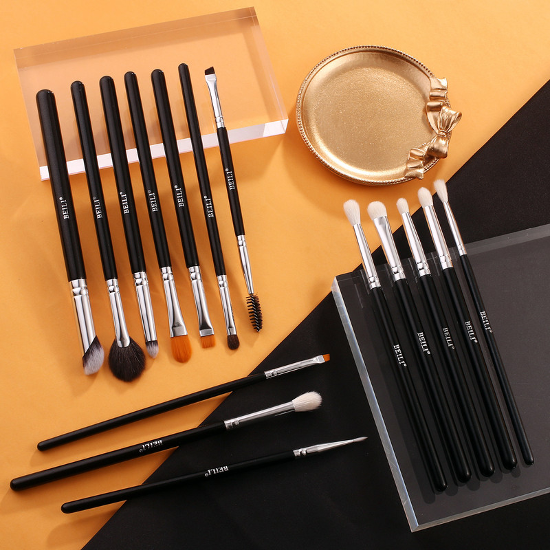 Set de pensule de machiaj BEILI 15 buc. Instrumente de machiaj profesionale Fard de pleoape Blending Eyeliner Set de pensule de machiaj pentru ochi