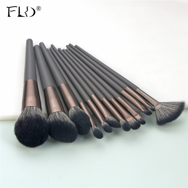 Set de pensule de machiaj din lemn FLD, pudră de păr naturală, pentru fond de ten, fard de pleoape, fard de obraz pentru sprâncene, corector, instrumente cosmetice