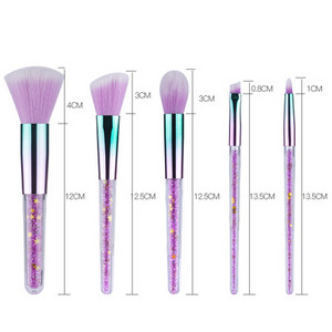 Set de pensule de machiaj cu cristal de unicorn, 4/5 buc, roz, violet, alb, diamant, perie de machiaj pentru fond de ten strălucitor.