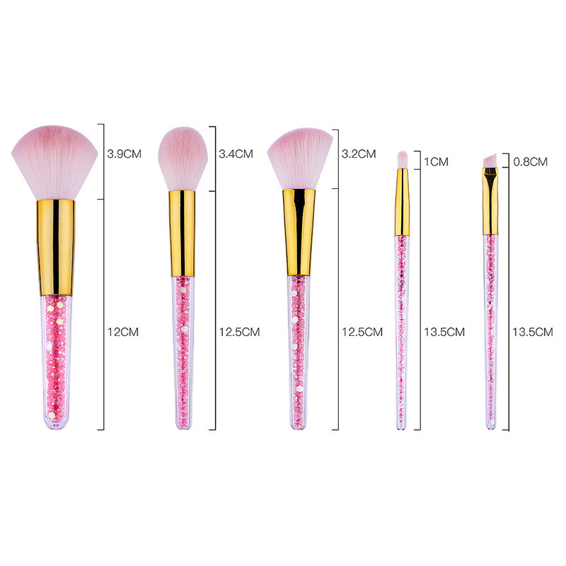 Set de pensule de machiaj cu cristal de unicorn, 4/5 buc, roz, violet, alb, diamant, perie de machiaj pentru fond de ten strălucitor.