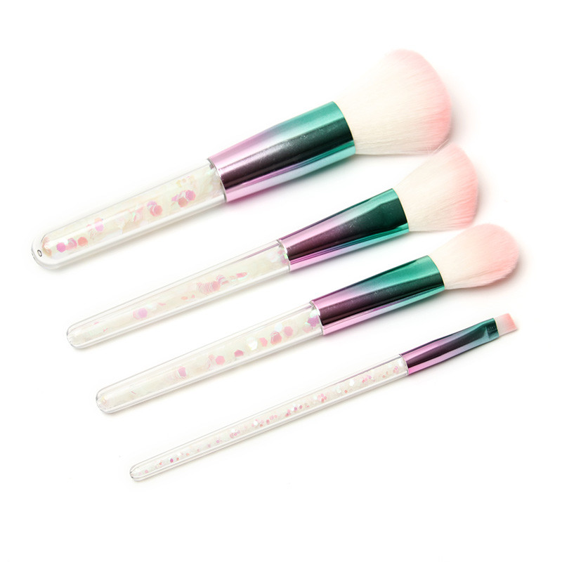 Set de pensule de machiaj cu cristal de unicorn, 4/5 buc, roz, violet, alb, diamant, perie de machiaj pentru fond de ten strălucitor.