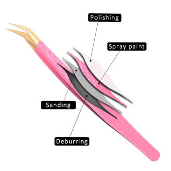 3Pc комплект пинсети за удължаване на мигли с чанта от неръждаема стомана Прецизен 3D вентилатор за обем Пинсети за мигли Пинсети за вежди Инструменти за грим Аксесоари