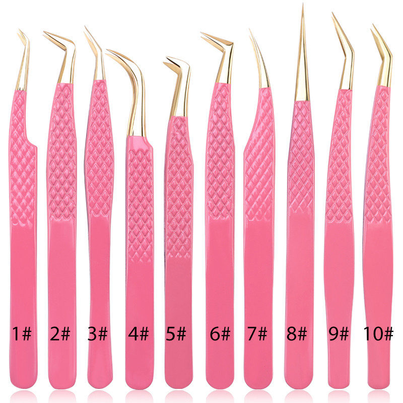 Set de pensete pentru extensie de gene de 3 buc, cu sac, din oțel inoxidabil, cu volum 3D precis, pentru gene, pensete pentru sprâncene, instrumente de machiaj, accesorii