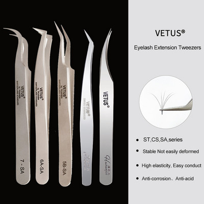 VETUS 1 buc. pensete de volum pentru gene pensete de gene din oțel inoxidabil pentru extensia genelor instrumente de machiaj pentru ochi SA ST