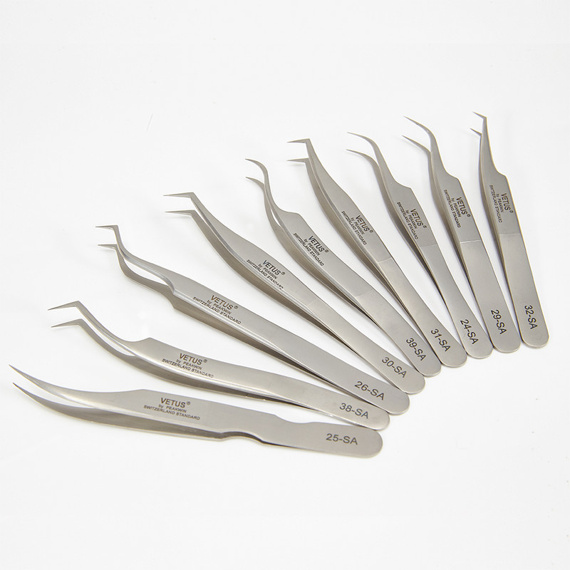 VETUS 1 buc. pensete de volum pentru gene pensete de gene din oțel inoxidabil pentru extensia genelor instrumente de machiaj pentru ochi SA ST