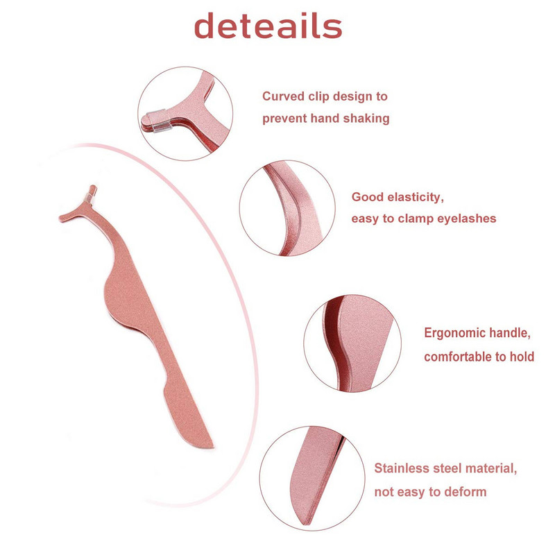 Cleme pentru pensete pentru gene false Aplicator pentru ondulator de gene false din oțel inoxidabil Pensetă pentru extensie pentru gene Instrumente pentru îndepărtarea machiajului pentru frumusețe