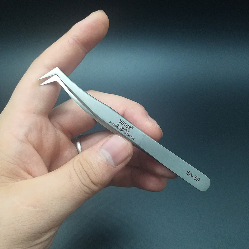Pensete pentru gene din seria Vetus SA Pensete pentru gene false din oțel inoxidabil pentru extensia genelor Instrumente profesionale de machiaj Pincet