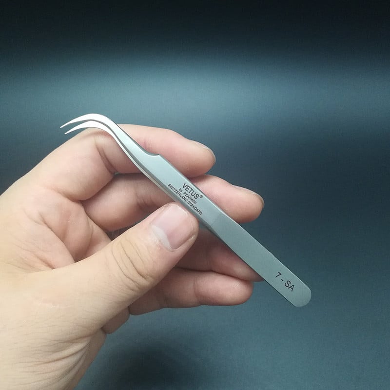Pensete pentru gene din seria Vetus SA Pensete pentru gene false din oțel inoxidabil pentru extensia genelor Instrumente profesionale de machiaj Pincet