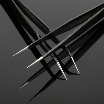 1 τεμ. Straight Ebow Fashion Nail Art Ακρυλικό Gel Picking Tool Rhinestones Gem Decor Μαύρες λαβίδες βλεφαρίδων DIY κλιπ χεριού 1.0mm