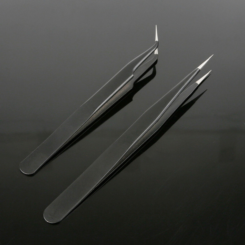 1 buc. Cot drept Fashion Nail Art Gel acrilic Instrument de cules Pietre prețioase Decor Pensete negre pentru gene DIY Clip de mână 1,0 MM