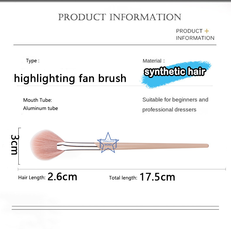 Veido ventiliatoriaus šepetėlis Fashion Fenty Style makiažo šepetėlis rožinis profesionalus makiažo ventiliatoriaus šepetėlis ventiliatoriaus dažai paryškinantis ventiliatoriaus šepetėlis 211#