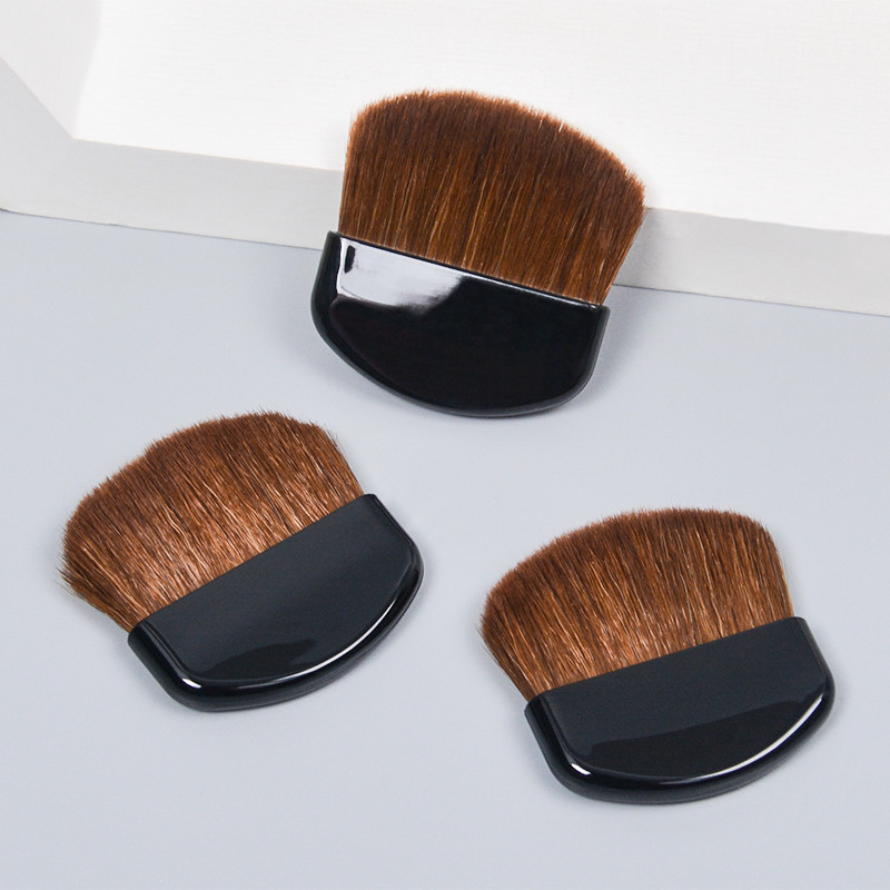 Pensula de iluminat Fard de obraz Pensula de vopsire Halo Mini Pudră liberă Instrumente de machiaj Instrumente de machiaj perie plată portabilă din păr de cal natural subțire