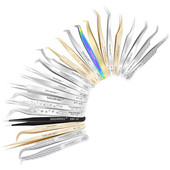 Pensetă pentru extensie de gene NAGARAKU Instrumente de machiaj Pensetă nemagnetică din oțel inoxidabil Pensetă pentru gene false Pensetă precisă 3D