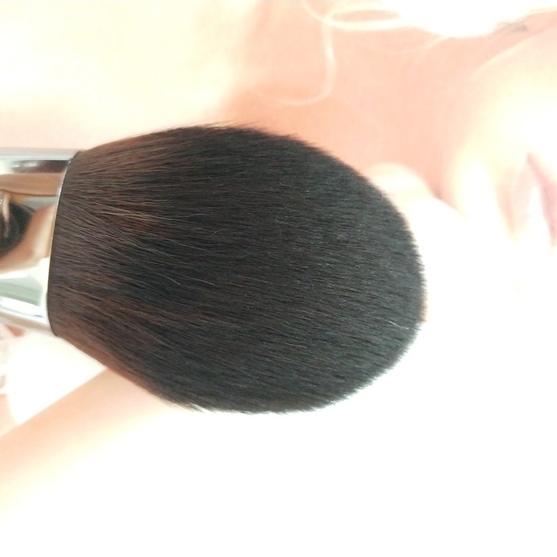 1 buc Perie Kabuki de lux, rotundă, mâner din lemn, în formă de cupolă, perie pentru pudră densă, perie de machiaj pentru fard de obraz, pudră de precizie, conică