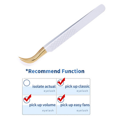 Profesionalus blakstienų priauginimo pincetas, baltas, skirtas rusiškam 3D 6D apimties netikrų blakstienų priauginimui, nagų dailės klipai, makiažo priemonė