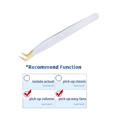 Profesionalus blakstienų priauginimo pincetas, baltas, skirtas rusiškam 3D 6D apimties netikrų blakstienų priauginimui, nagų dailės klipai, makiažo priemonė