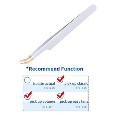 Profesionalus blakstienų priauginimo pincetas, baltas, skirtas rusiškam 3D 6D apimties netikrų blakstienų priauginimui, nagų dailės klipai, makiažo priemonė