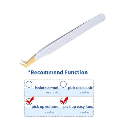 Profesionalus blakstienų priauginimo pincetas, baltas, skirtas rusiškam 3D 6D apimties netikrų blakstienų priauginimui, nagų dailės klipai, makiažo priemonė