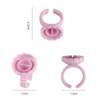100 бр. Пръстени за удължаване на мигли за еднократна употреба Лепило за мигли Вентилатор Чаша Държач за пръсти Лесен за правене Вентилатори за обем Консумативи за грим Инструменти