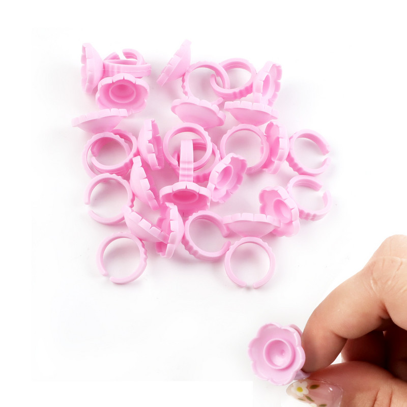 100 buc Inele de extensie pentru gene de unică folosință Lipici pentru gene Suport pentru pahare pentru degete Ușor de făcut Ventilatoare de volum Instrumente de machiaj