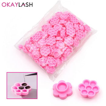 Χονδρική DIY Επέκταση βλεφαρίδων Fans Blossom Glue Cup Holder Ring Flower Shape Nailart Pigment Tray for Grafting Eye Lashes