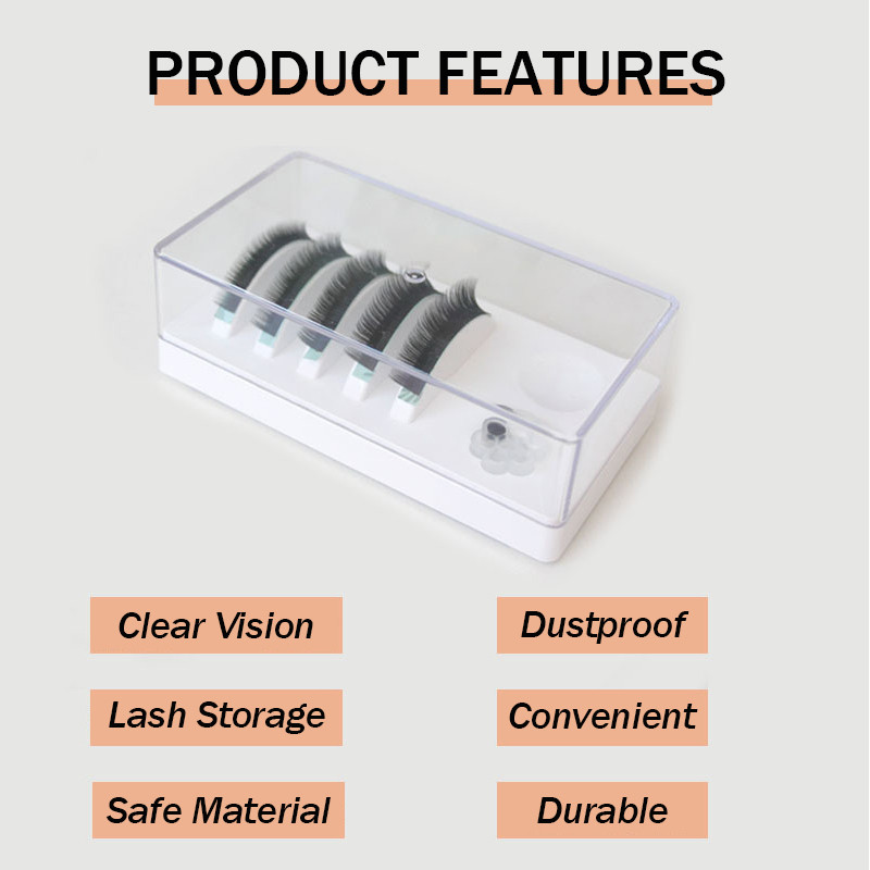 2 viename netikrų blakstienų paletės stovo padėklo padėklų blakstienų klijų laikiklis su dulkėms atspariu dangteliu netikrų blakstienų priauginimo įrankių laikymo dėžute