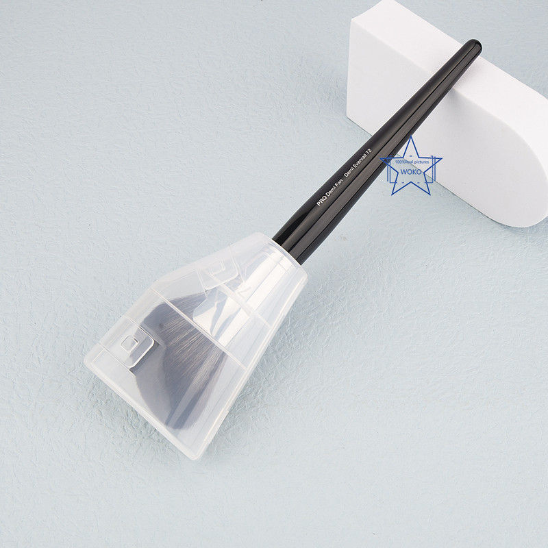 S72 Sickle Contour perie de machiaj ventilator cu peri moi, fără sudură, pudră de fixare, perie de machiaj pentru sculptarea conturului, cu carcasă