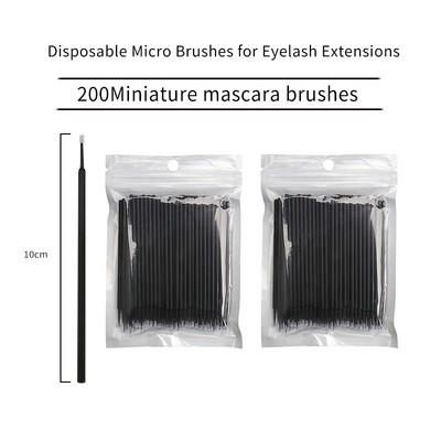 100 vienkartinių makiažo priemonių blakstienų priauginimui. Vienkartinis blakstienų aplikatorius, blakstienų šepetėlis, blakstienų šalinimas, makiažo priemonė vatos tamponu