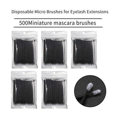 100 vienkartinių makiažo priemonių blakstienų priauginimui. Vienkartinis blakstienų aplikatorius, blakstienų šepetėlis, blakstienų šalinimas, makiažo priemonė vatos tamponu