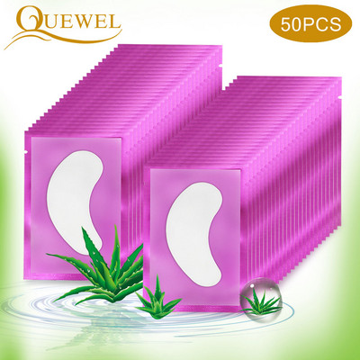 Quewel 50 чифта/опаковка Подложки за мигли под очите за фалшиви мигли Подложки за очи Удължаване на мигли Хартиени лепенки Стикери за мигли