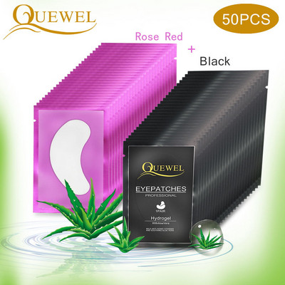 Quewel 50 чифта/опаковка Подложки за мигли под очите за фалшиви мигли Подложки за очи Удължаване на мигли Хартиени лепенки Стикери за мигли