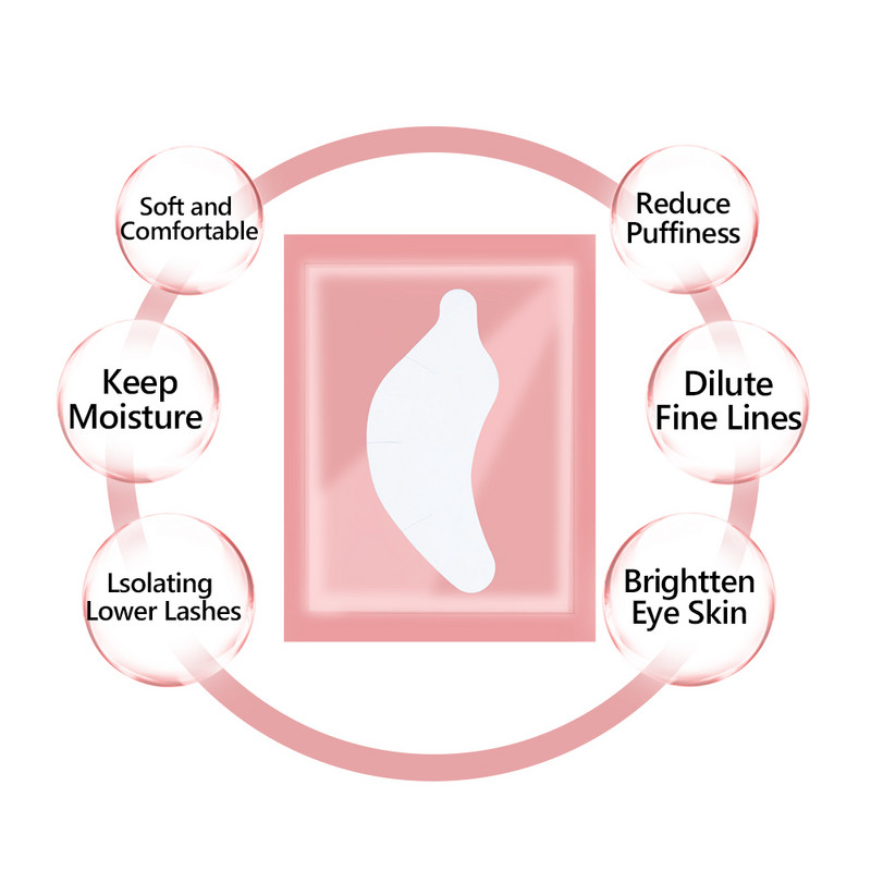 100 párov náplastí na mihalnice, náplasti na predlžovanie mihalníc, náplasti pod oči, gélové vankúšiky na predlžovanie mihalníc, hydrogélové náplasti, vankúšiky na mihalnice