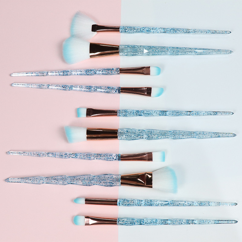 Dighealth 10 бр. Професионален диамантен комплект четки за грим Четка за основа пудра Сенки за очи Руж Комплект четки за козметика за грим