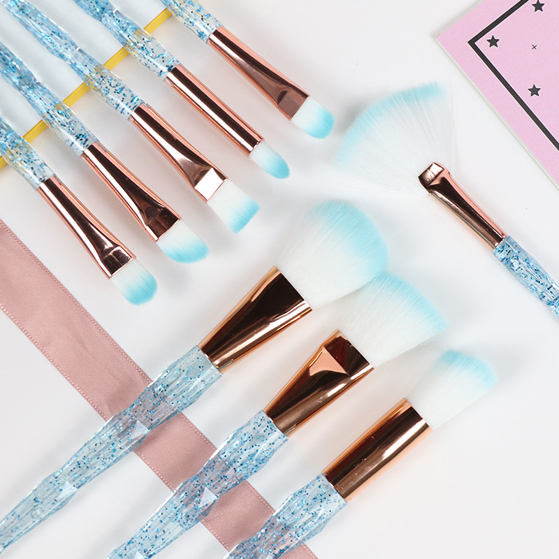 Dighealth 10 бр. Професионален диамантен комплект четки за грим Четка за основа пудра Сенки за очи Руж Комплект четки за козметика за грим