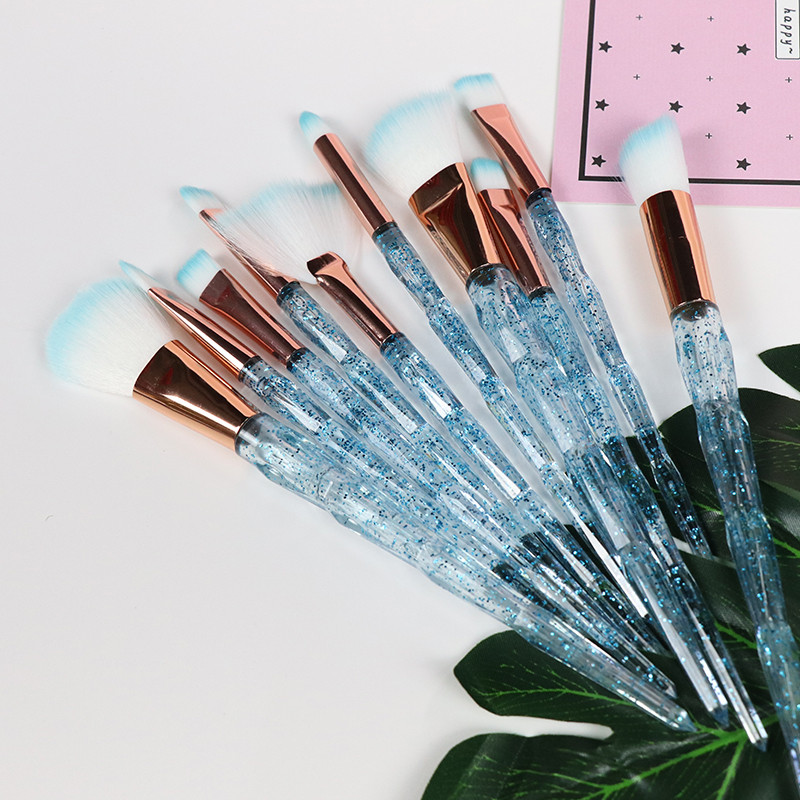 Dighealth 10 бр. Професионален диамантен комплект четки за грим Четка за основа пудра Сенки за очи Руж Комплект четки за козметика за грим