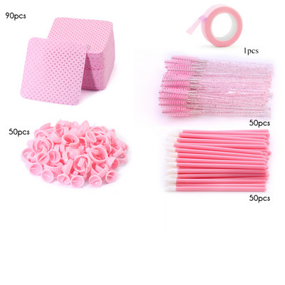 Set de kit de consumabile pentru extensie de gene Baghete de rimel Perii de buze Gene Adeziv Bandă inelă Hârtie de bumbac fără scame Cosmetice Instrumente de machiaj