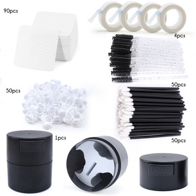 Set de kit de consumabile pentru extensie de gene Baghete de rimel Perii de buze Gene Adeziv Bandă inelă Hârtie de bumbac fără scame Cosmetice Instrumente de machiaj