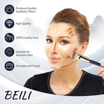 BEILI Единична основа за грим Четка за грим Професионална за смесване на течен крем Козметика Коректор за лице Четки за грим