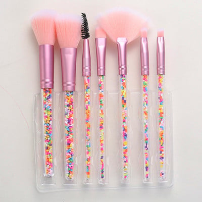 7 бр. Комплект четки за грим Diamond Candy Love Glitter Handle Crystal Foundation Blush Face Powder Eye Shadow Brush Pincel Maquiagem