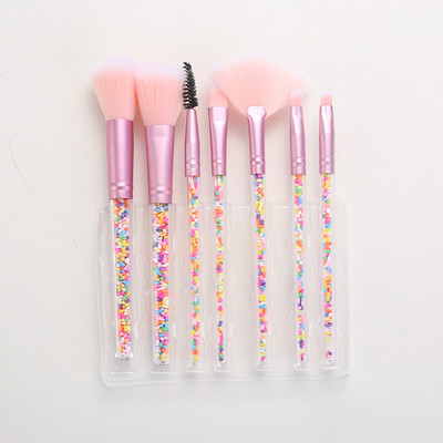 Set de pensule de machiaj 7 bucăți Diamond Candy Love Glitter Maner Crystal Foundation Blush Pudră de față Fard de ochi Pensule Pincel Maquiagem