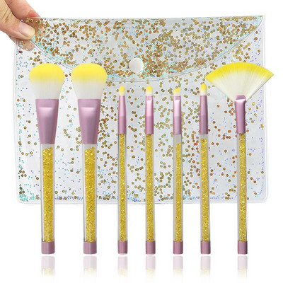 Set de pensule de machiaj 7 bucăți Diamond Candy Love Glitter Maner Crystal Foundation Blush Pudră de față Fard de ochi Pensule Pincel Maquiagem